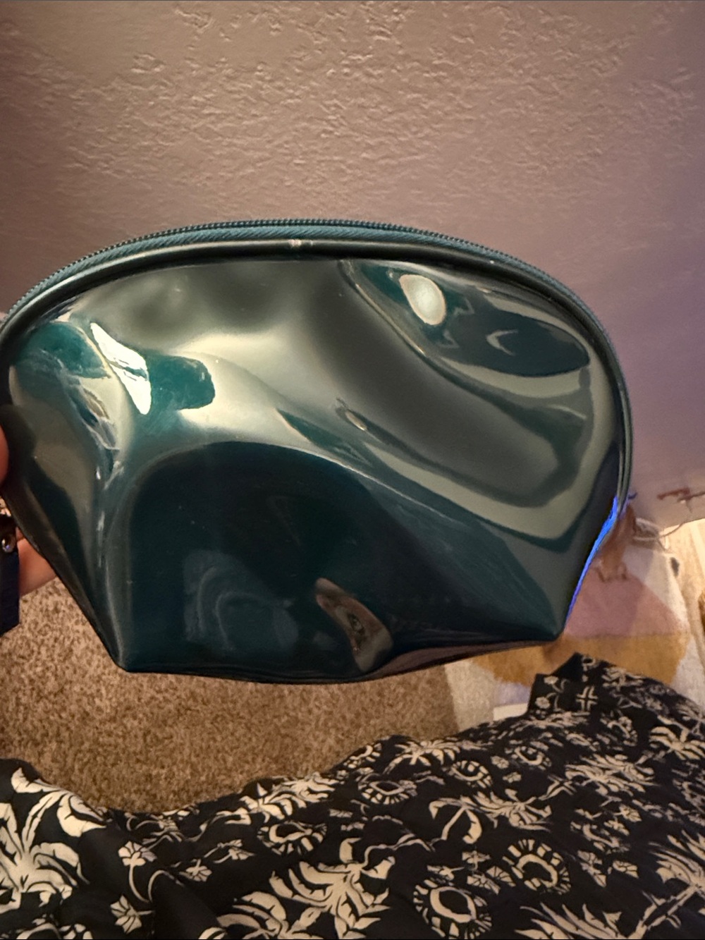 La Mer Glossy Teal Cosmetic Pouch